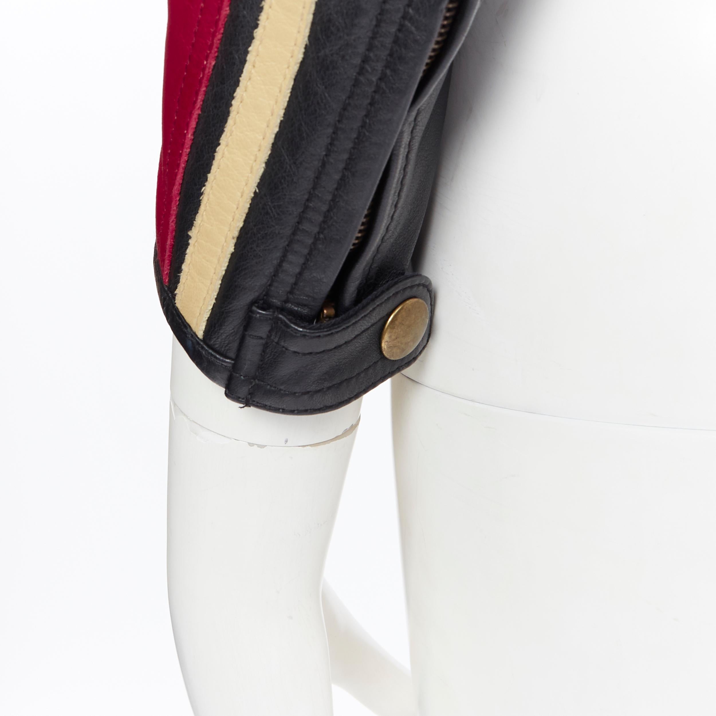 runway CHLOE red black leather zip front cropped motorcycle biker jacket S 1