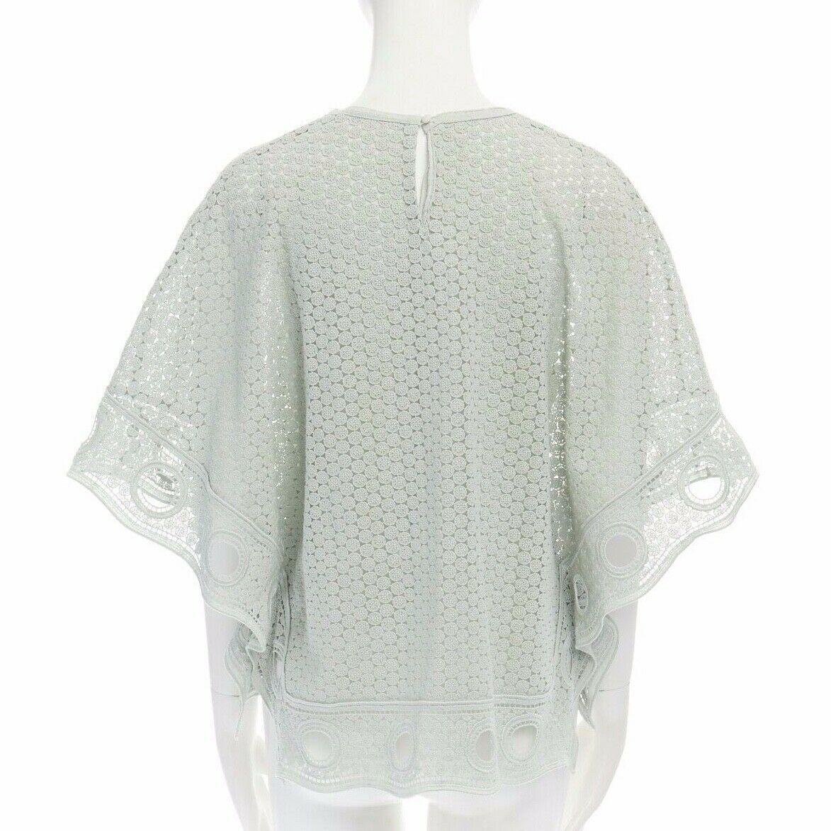 runway CHLOE SS15 teal blue crochet lace knit poncho capelet top FR36 US4 UK8 S 2