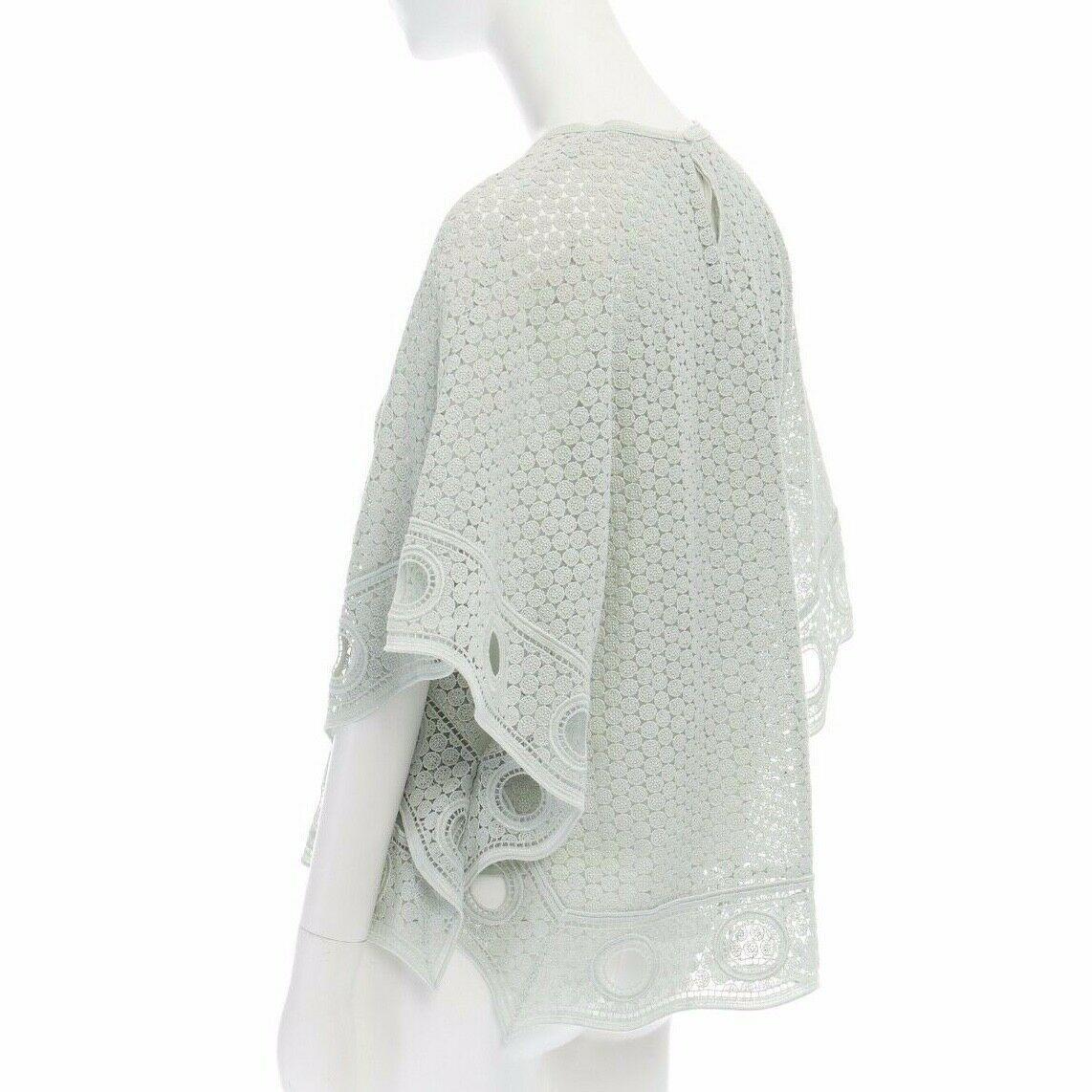 runway CHLOE SS15 teal blue crochet lace knit poncho capelet top FR36 US4 UK8 S 3