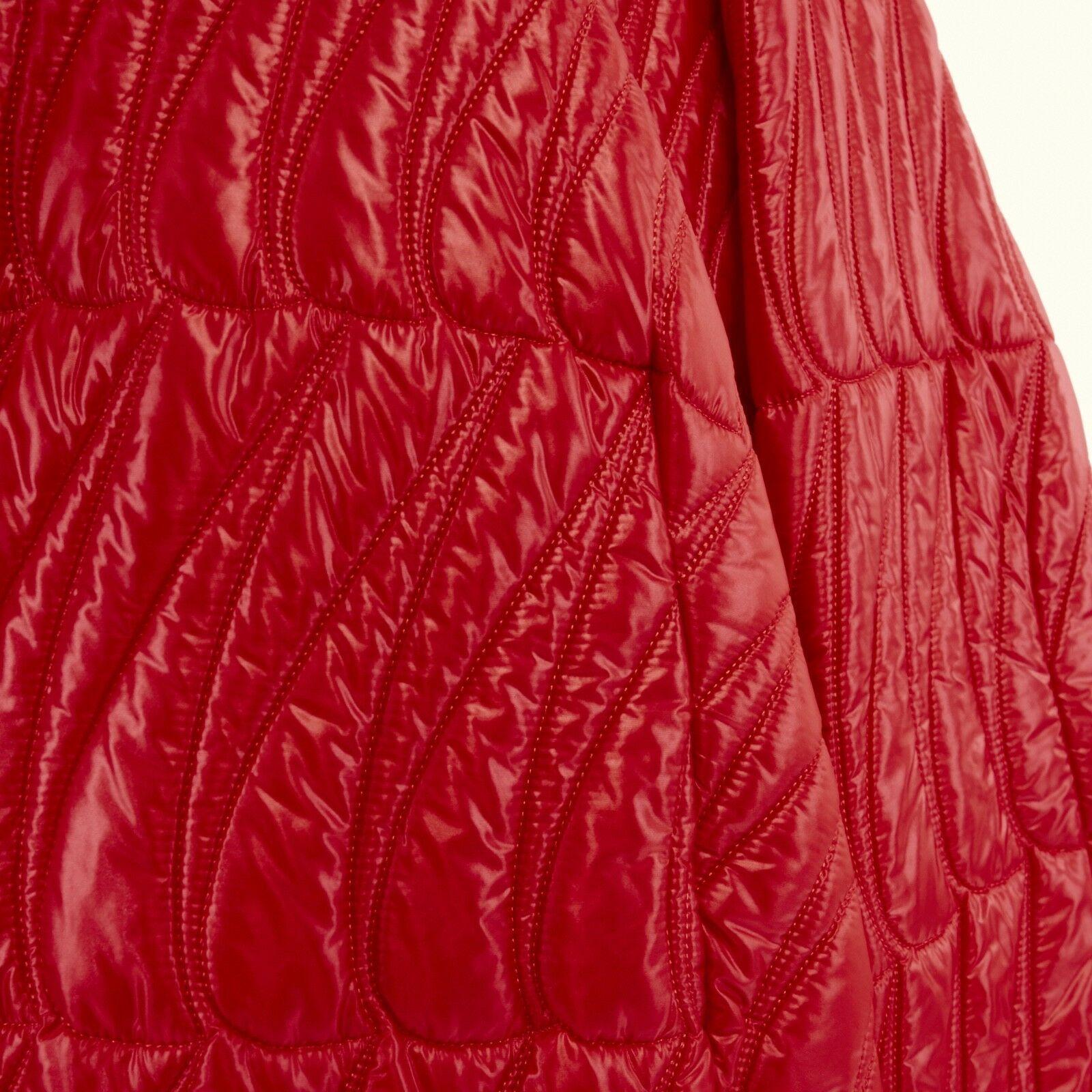 runway CHRISTIAN DIOR RAF SIMONS AW14 red quilted padded asymmetric skirt IT40 S 1
