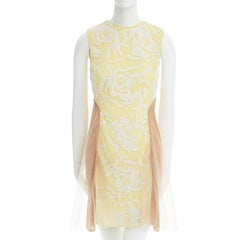 runway CHRISTOPHER KANE SS10 yellow sequins lace nude tulle insert dress UK6 XS