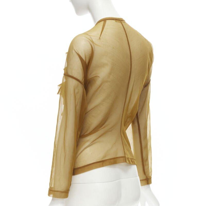 Camicia da passerella COMME DES GARCONS anni '90, trasparente, marrone, con volant e bottoni, M. I. in vendita 1