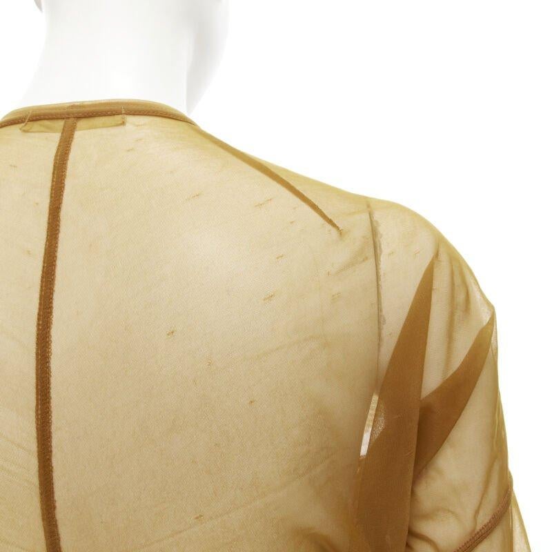 Camicia da passerella COMME DES GARCONS anni '90, trasparente, marrone, con volant e bottoni, M. I. in vendita 3