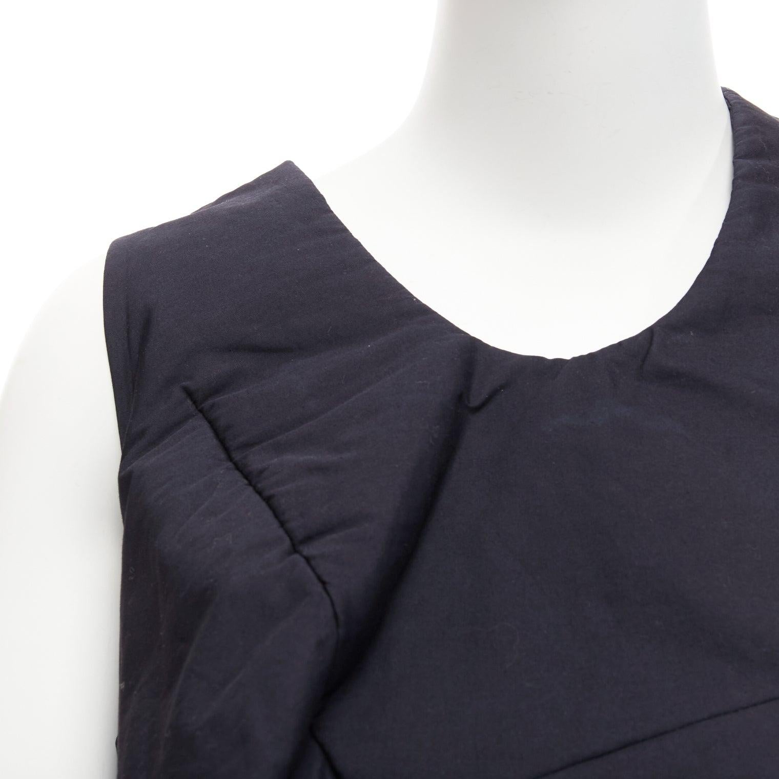 runway COMME DES GARCONS 1997 Lumps Bumps black circle cut asymmetric dress S For Sale 5