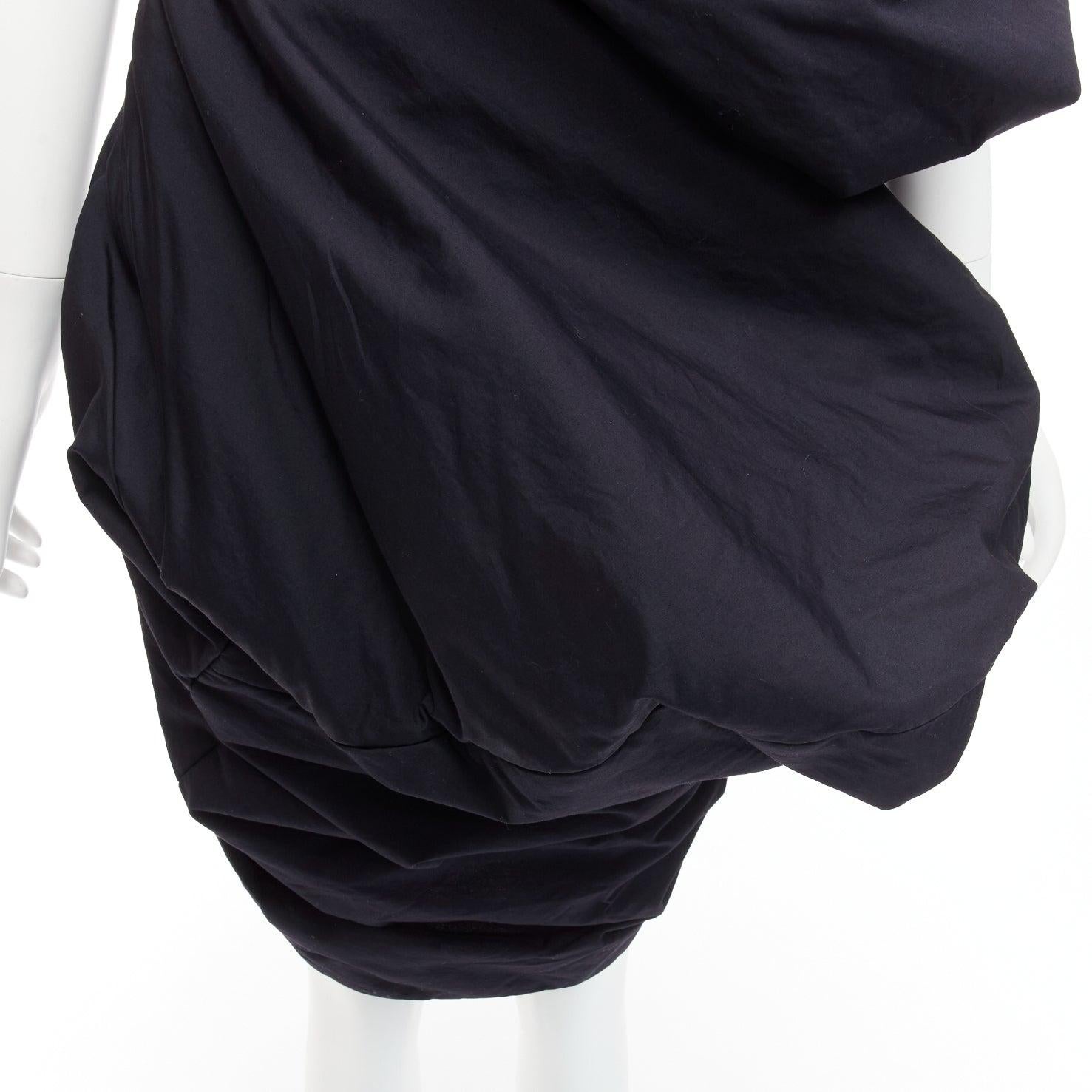 runway COMME DES GARCONS 1997 Lumps Bumps black circle cut asymmetric dress S For Sale 7