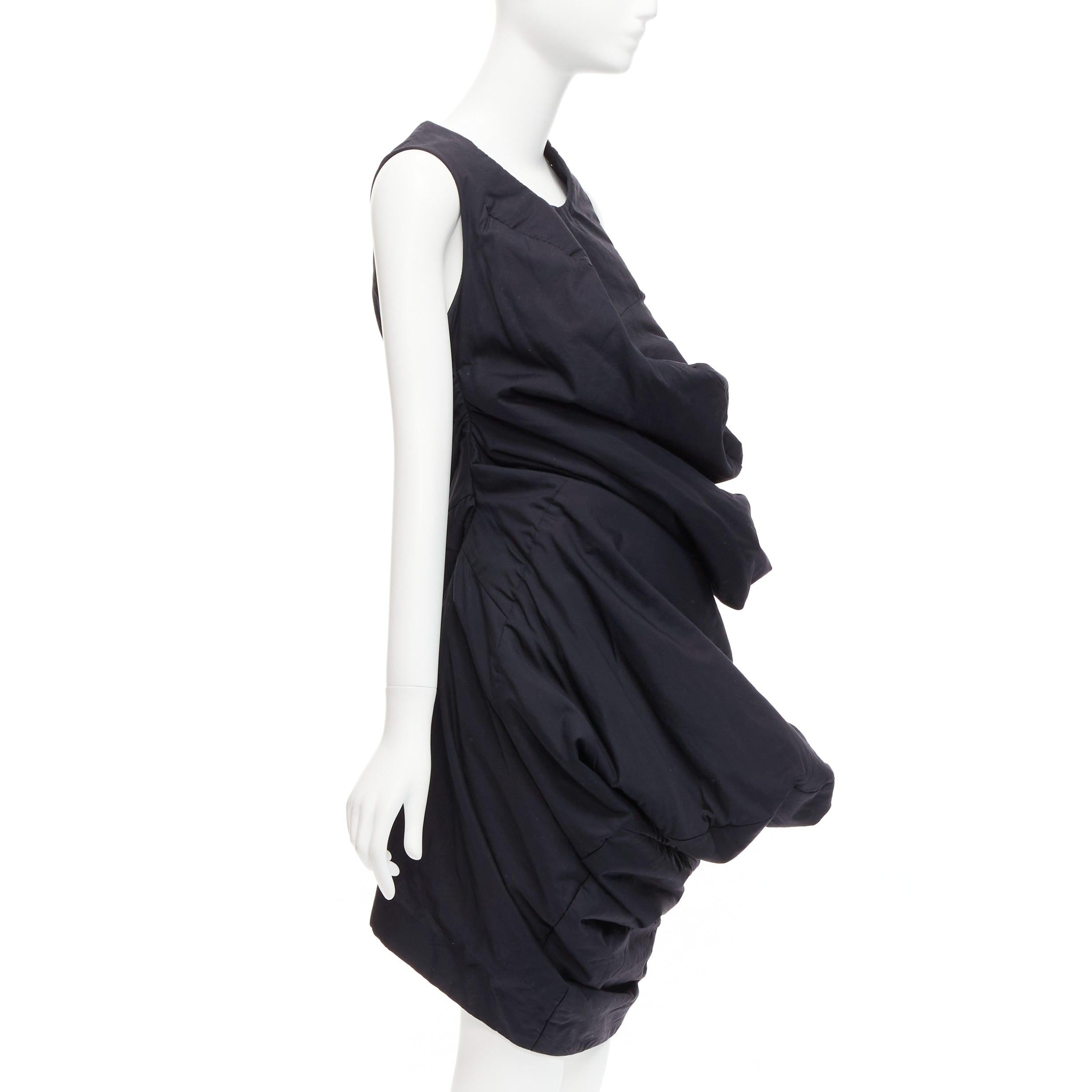 Black runway COMME DES GARCONS 1997 Lumps Bumps black circle cut asymmetric dress S For Sale
