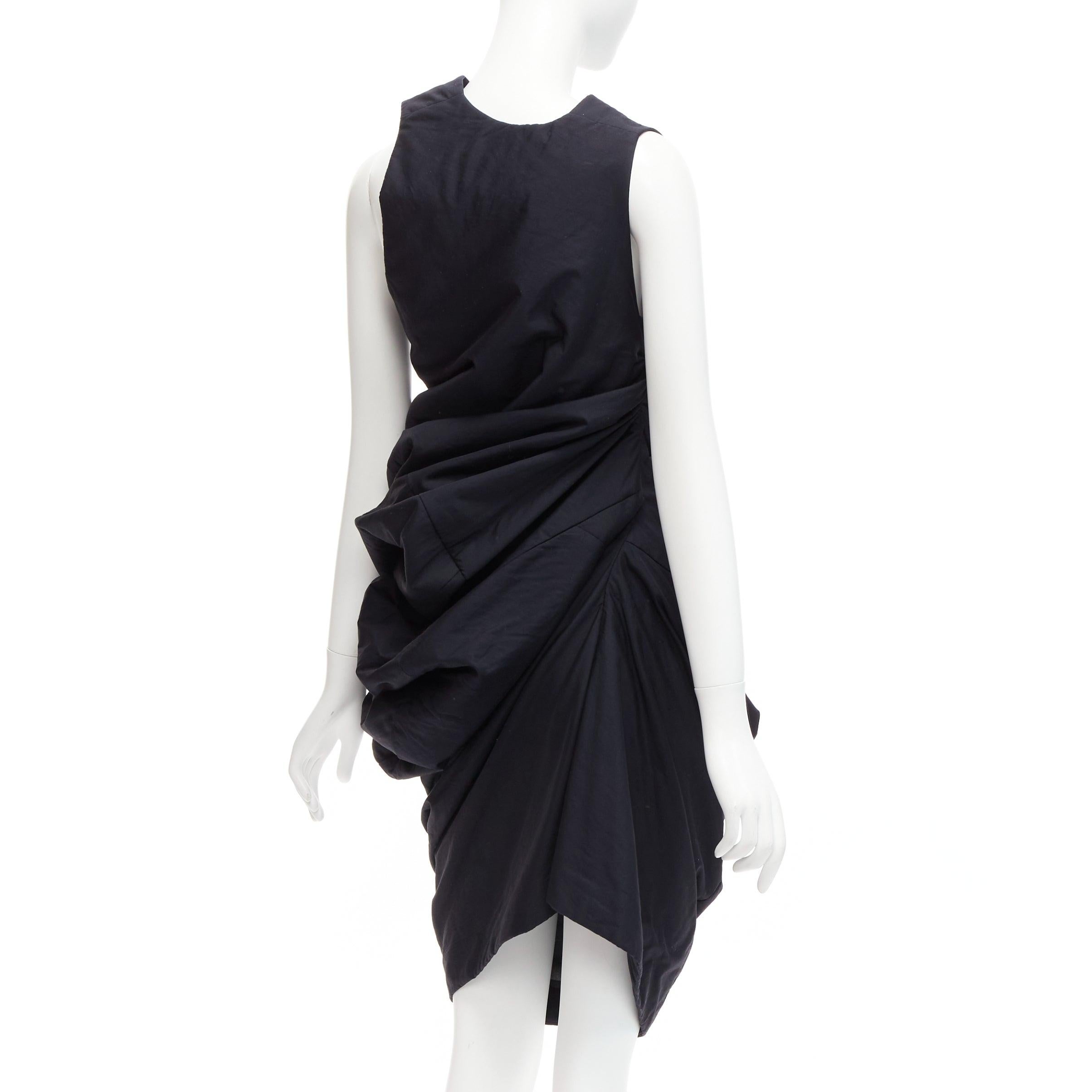Women's runway COMME DES GARCONS 1997 Lumps Bumps black circle cut asymmetric dress S For Sale