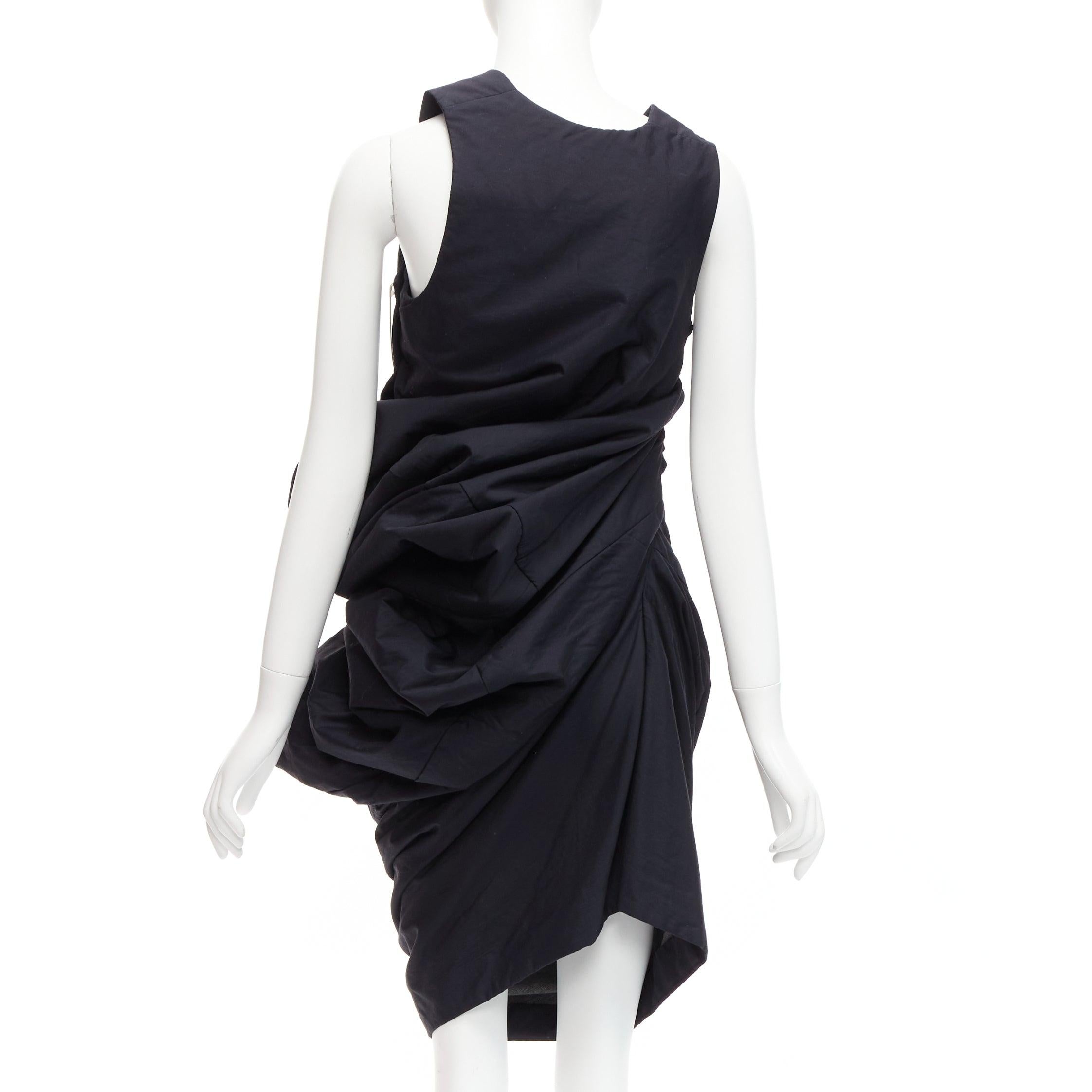 runway COMME DES GARCONS 1997 Lumps Bumps black circle cut asymmetric dress S For Sale 1