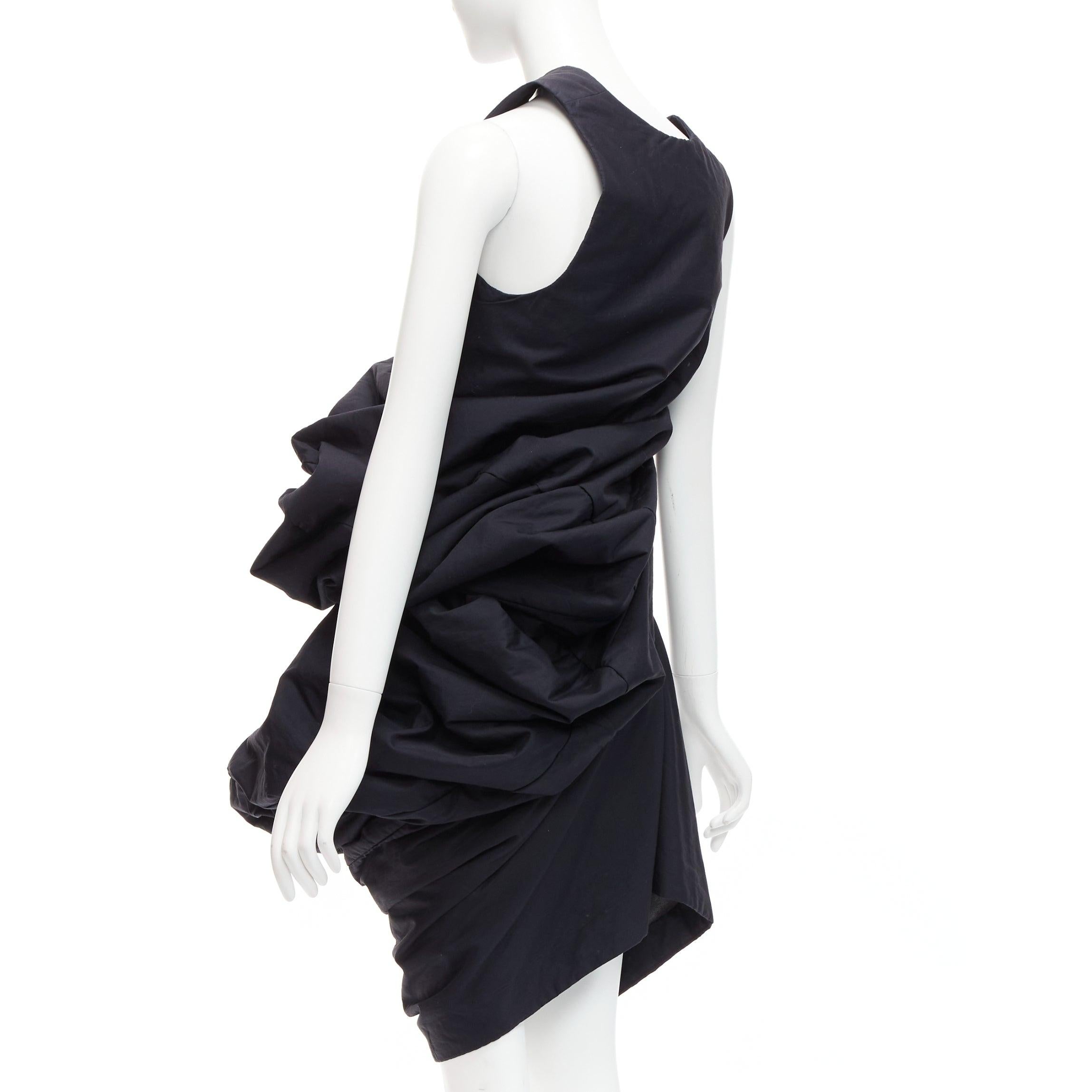 runway COMME DES GARCONS 1997 Lumps Bumps black circle cut asymmetric dress S For Sale 2