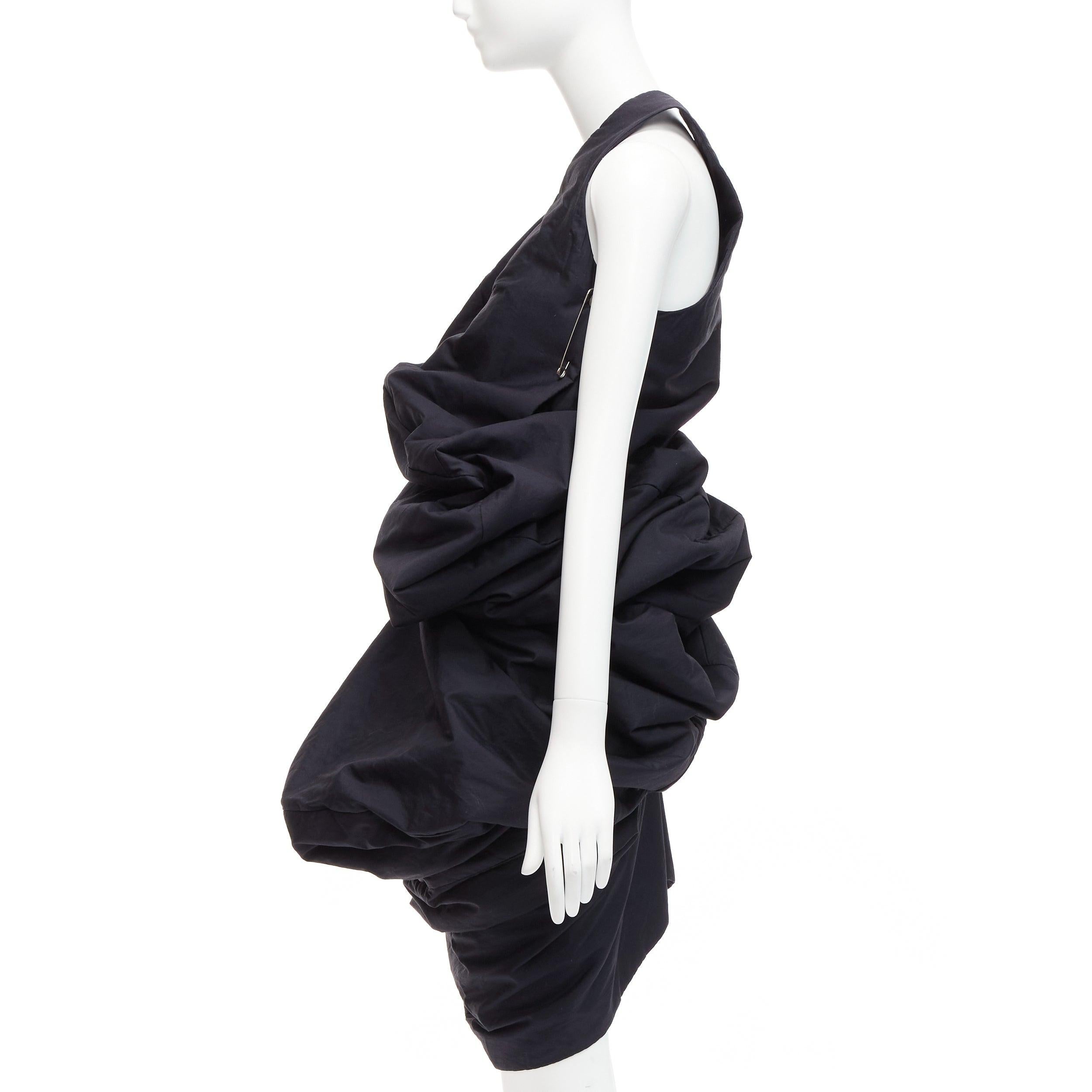 runway COMME DES GARCONS 1997 Lumps Bumps black circle cut asymmetric dress S For Sale 3