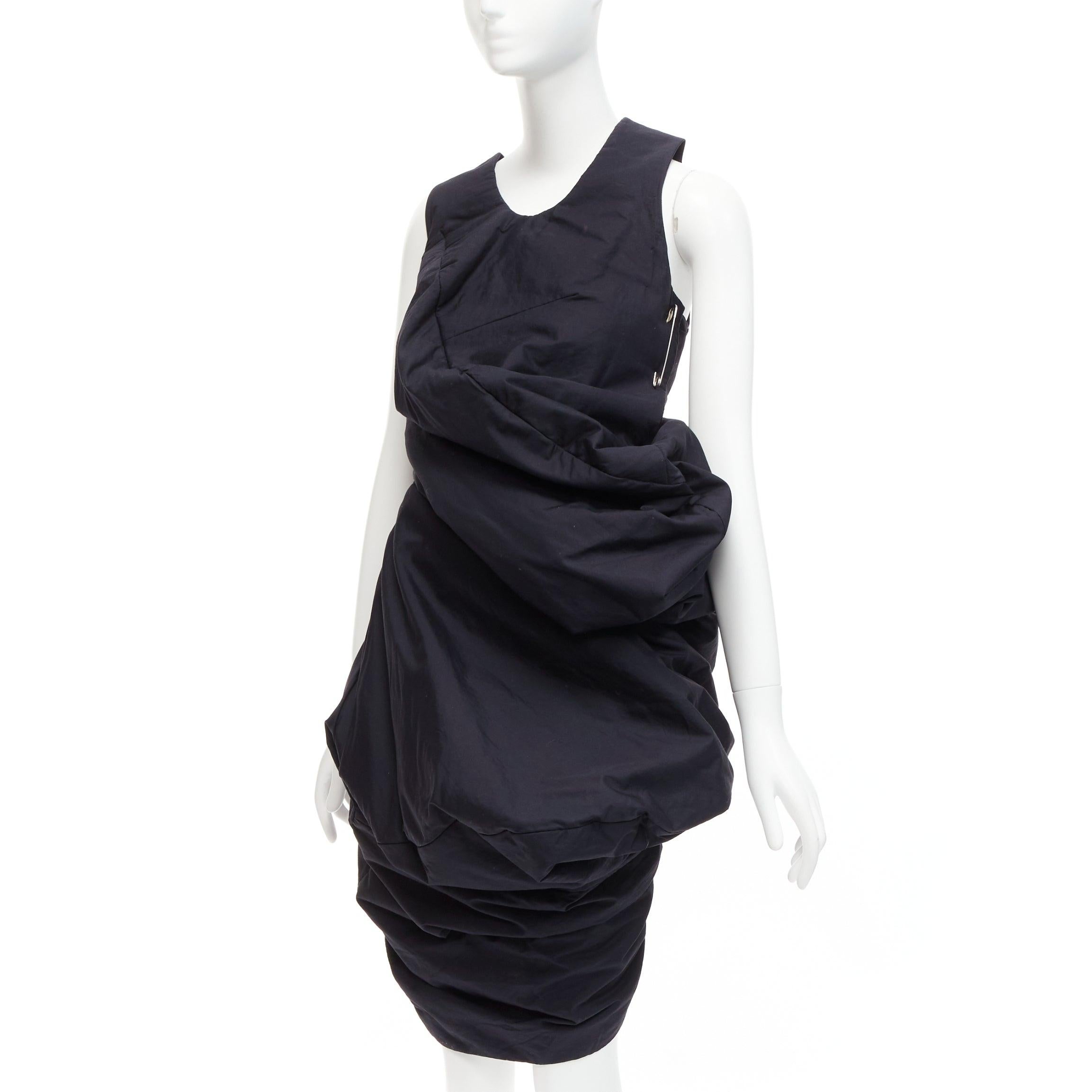 runway COMME DES GARCONS 1997 Lumps Bumps black circle cut asymmetric dress S For Sale 4