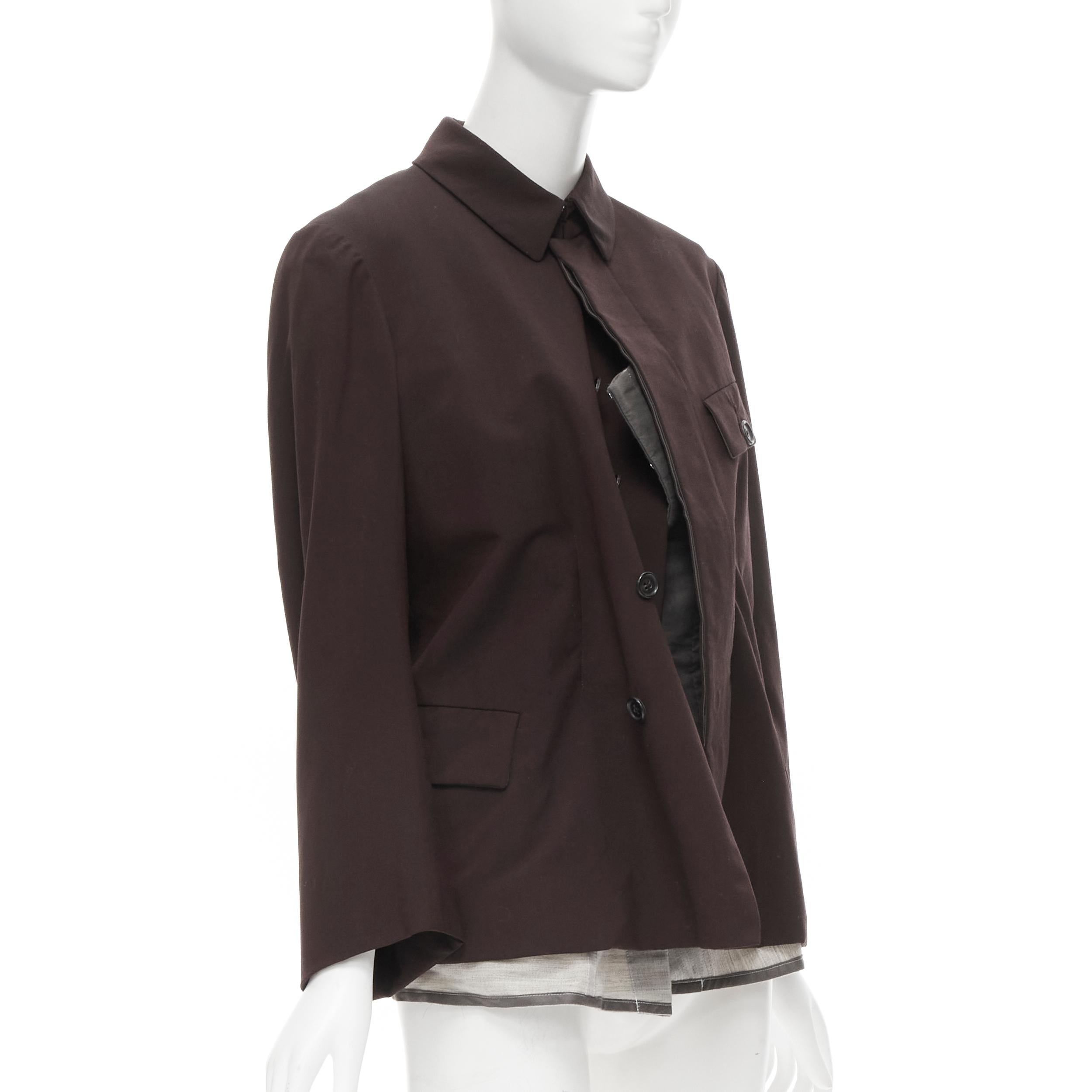 Black runway COMME DES GARCONS 1998 burgundy grey wool corset vest bundled blazer M For Sale