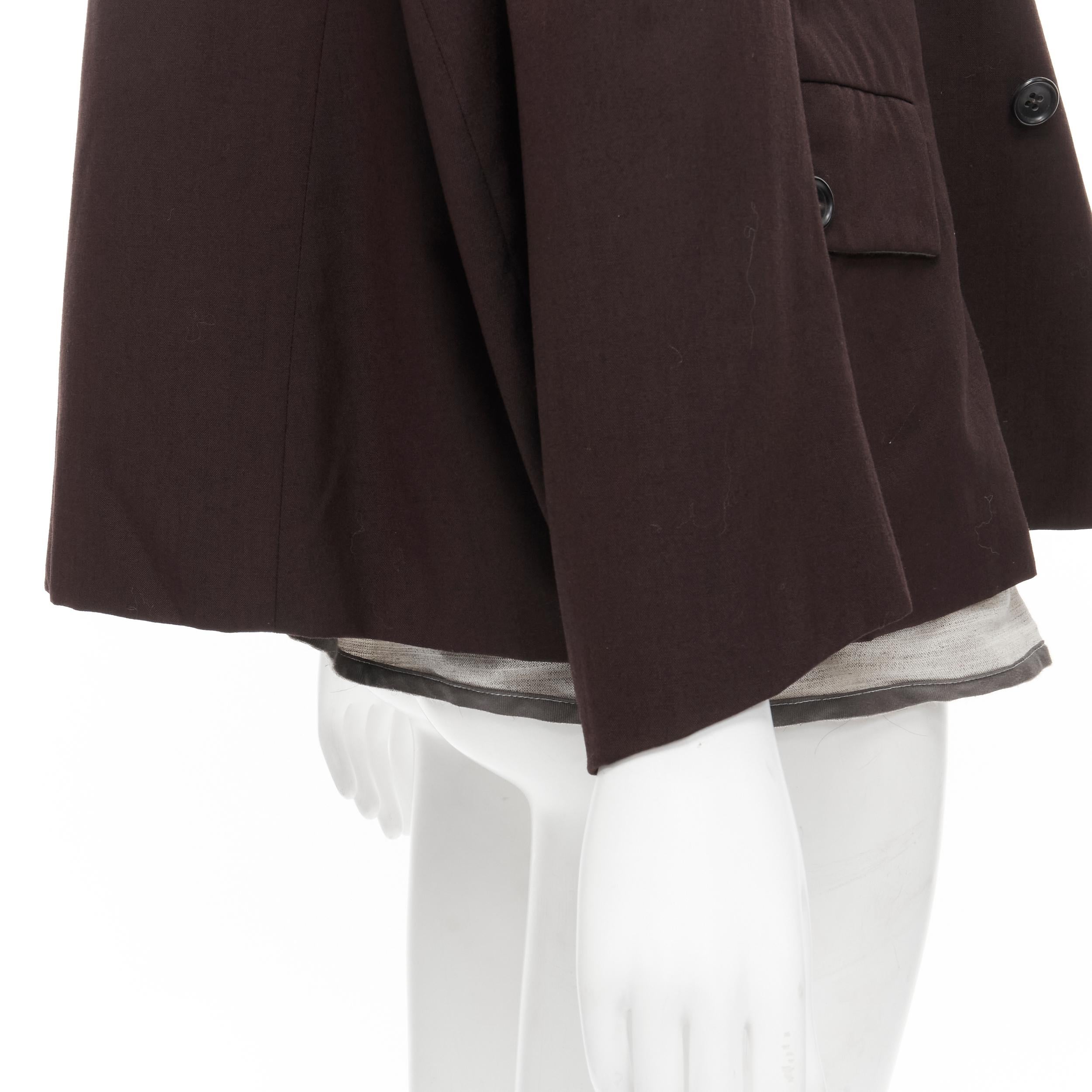 runway COMME DES GARCONS 1998 burgundy grey wool corset vest bundled blazer M For Sale 4