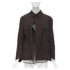 runway COMME DES GARCONS 1998 burgundy grey wool corset vest bundled blazer M