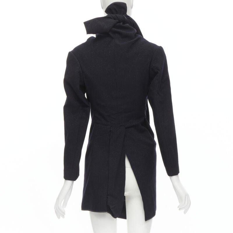 De las mujeres Pasarela COMME DES GARCONS 1999 Vintage negro plata raya diplomática abrigo de lana S en venta