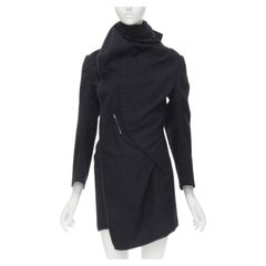 Runway COMME DES GARCONS 1999 Vintage black silver pinstripe wool wrap coat S