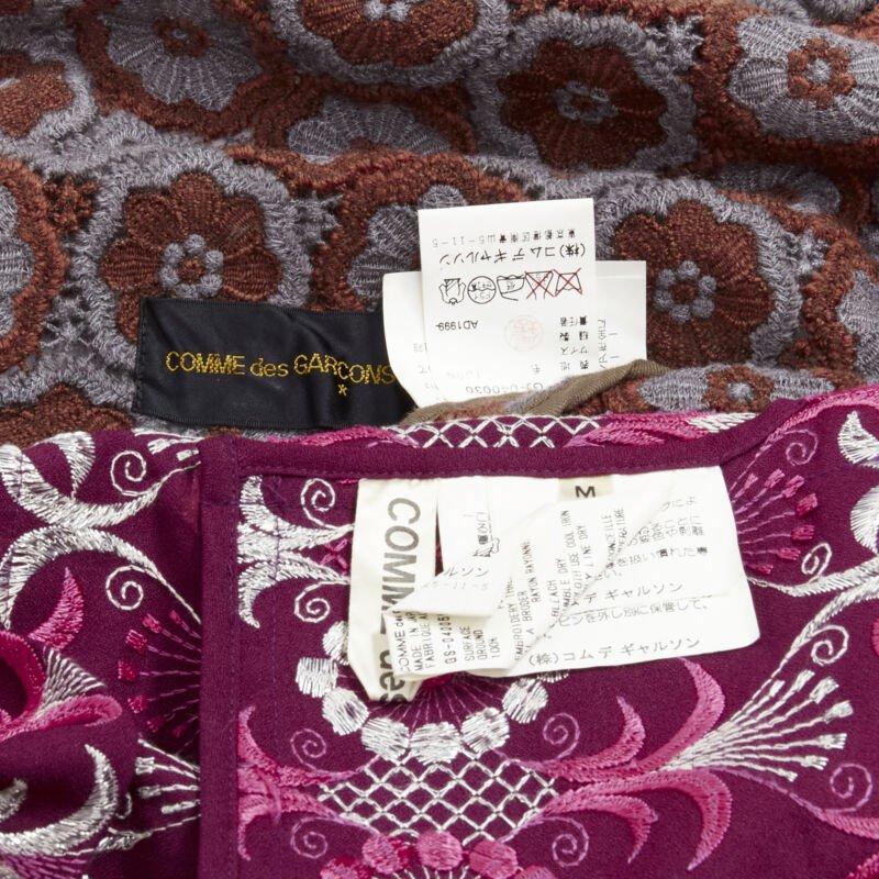 Laufsteg COMME DES GARCONS 1999 Vintage braun geblümt Makramee Wickeloberteil Rüschenrock im Angebot 7