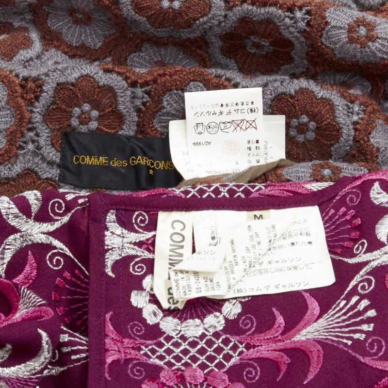 Défilé COMME DES GARCONS 1999 Vintage Brown floral macrame wrap top ruffle skirt en vente 8
