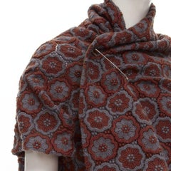 Runway COMME DES GARCONS 1999 Vintage brown floral macrame wrap top ruffle skirt