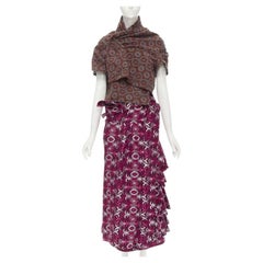 Runway COMME DES GARCONS 1999 Vintage marrone floreale macrame wrap top gonna con volant