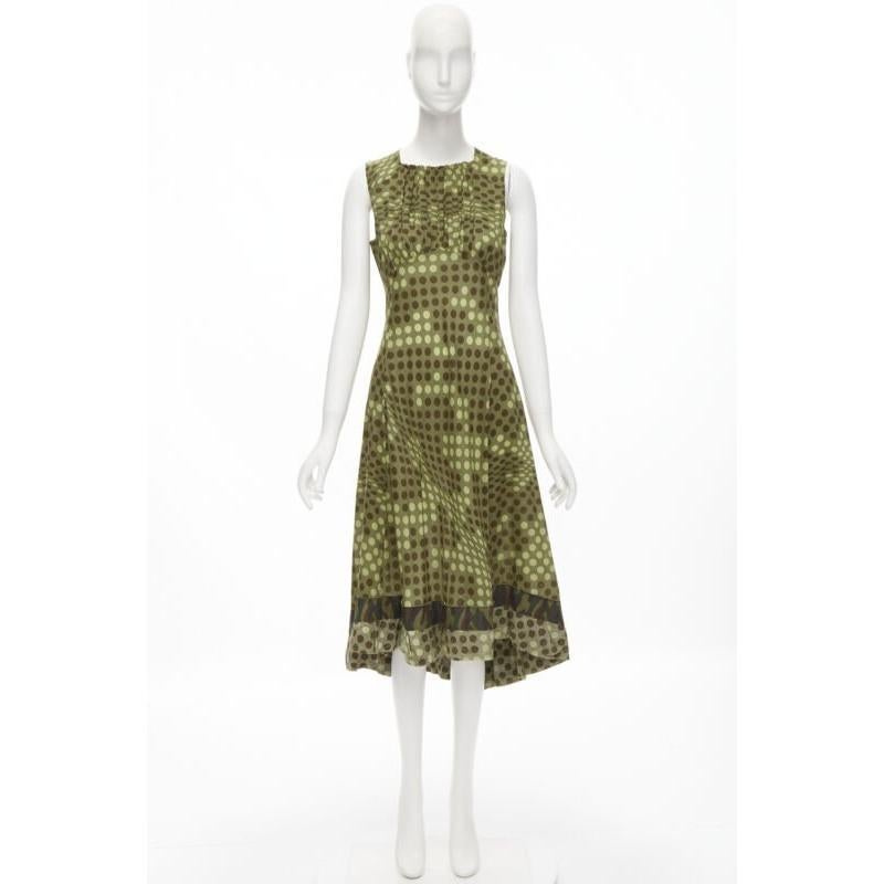 Runway COMME DES GARCONS 2000 green polka dot cotton camouflage hem midi dress M 5