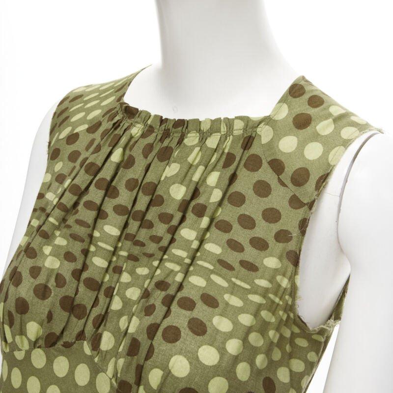 Runway COMME DES GARCONS 2000 green polka dot cotton camouflage hem midi dress M 2
