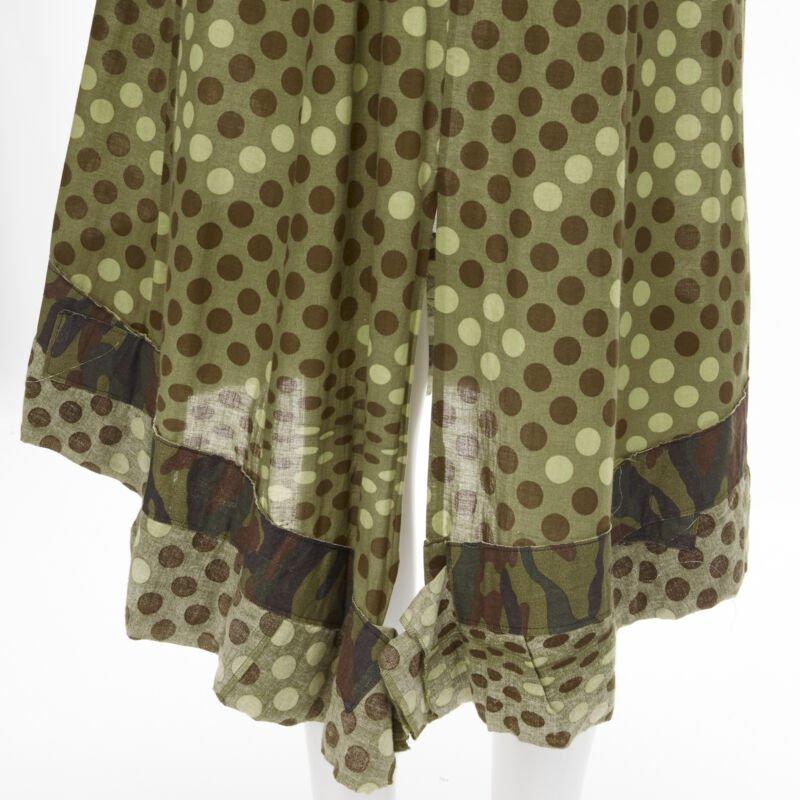 Runway COMME DES GARCONS 2000 green polka dot cotton camouflage hem midi dress M 3