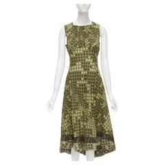 Runway COMME DES GARCONS 2000 green polka dot cotton camouflage hem midi dress M
