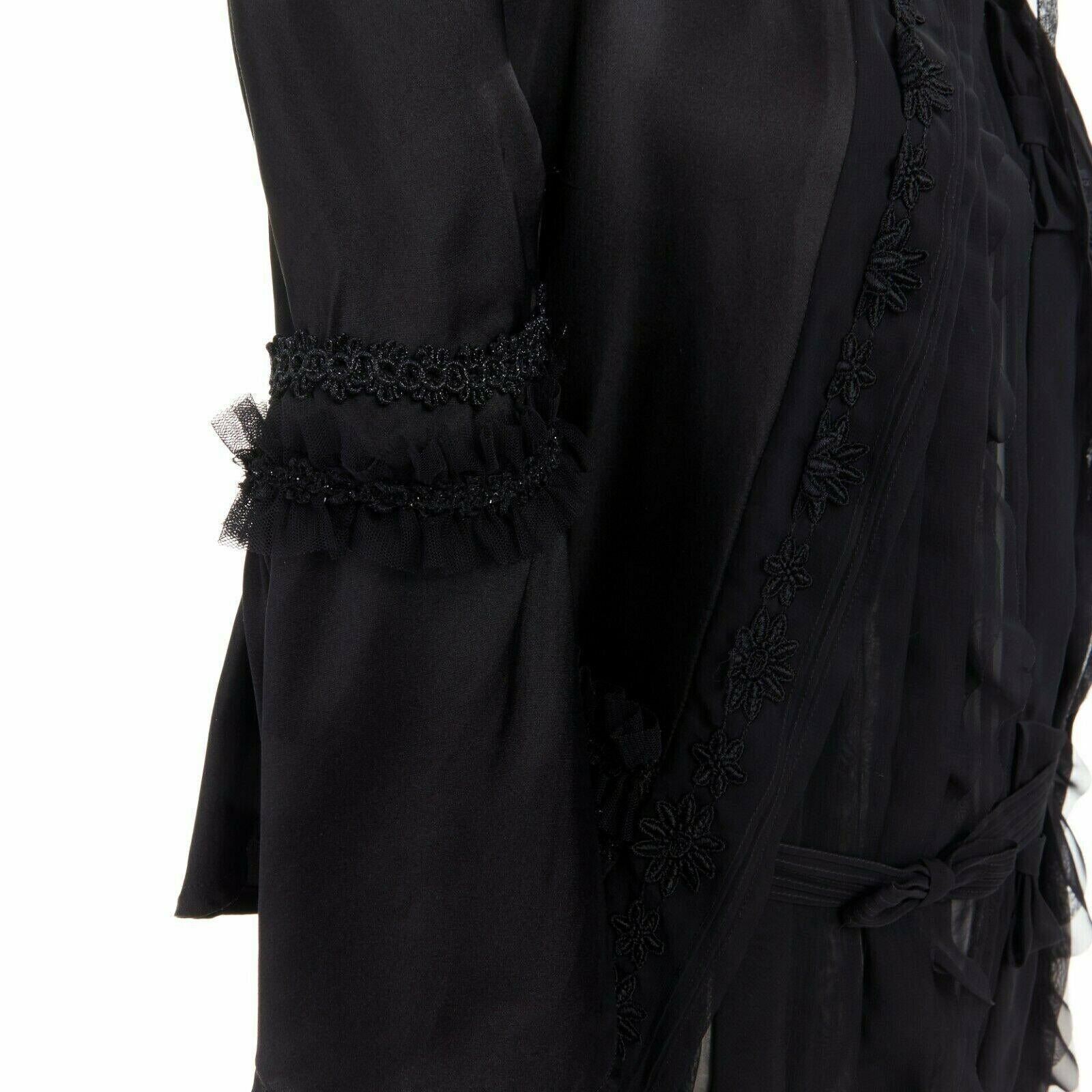 runway COMME DES GARCONS 2005 Broken Bride black victorian ruffle silk dress S For Sale 4