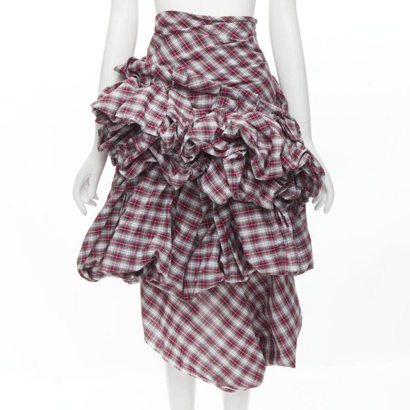 Runway COMME DES GARCONS 2005 Vintage deconstructed punk plaid blazer skirt S 5