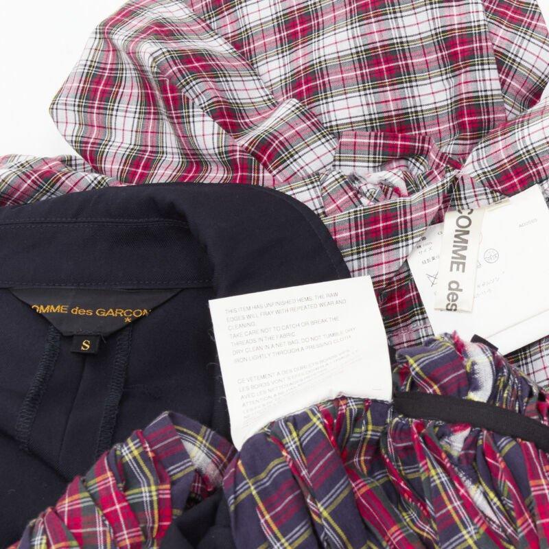 Runway COMME DES GARCONS 2005 Vintage deconstructed punk plaid blazer skirt S 7
