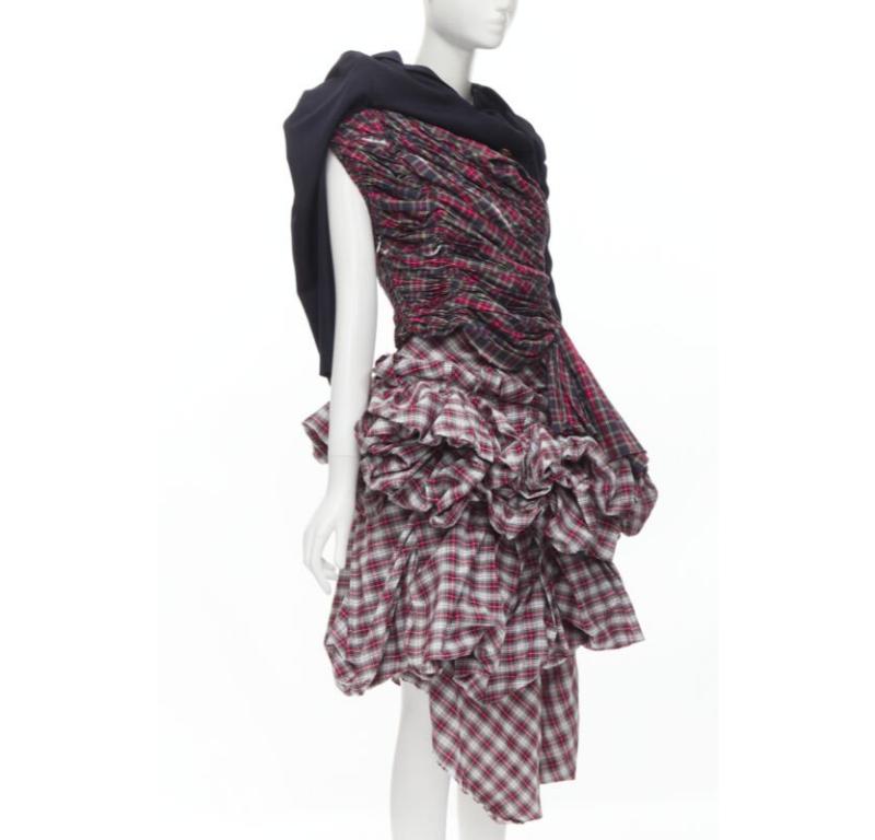 Gray Runway COMME DES GARCONS 2005 Vintage deconstructed punk plaid blazer skirt S