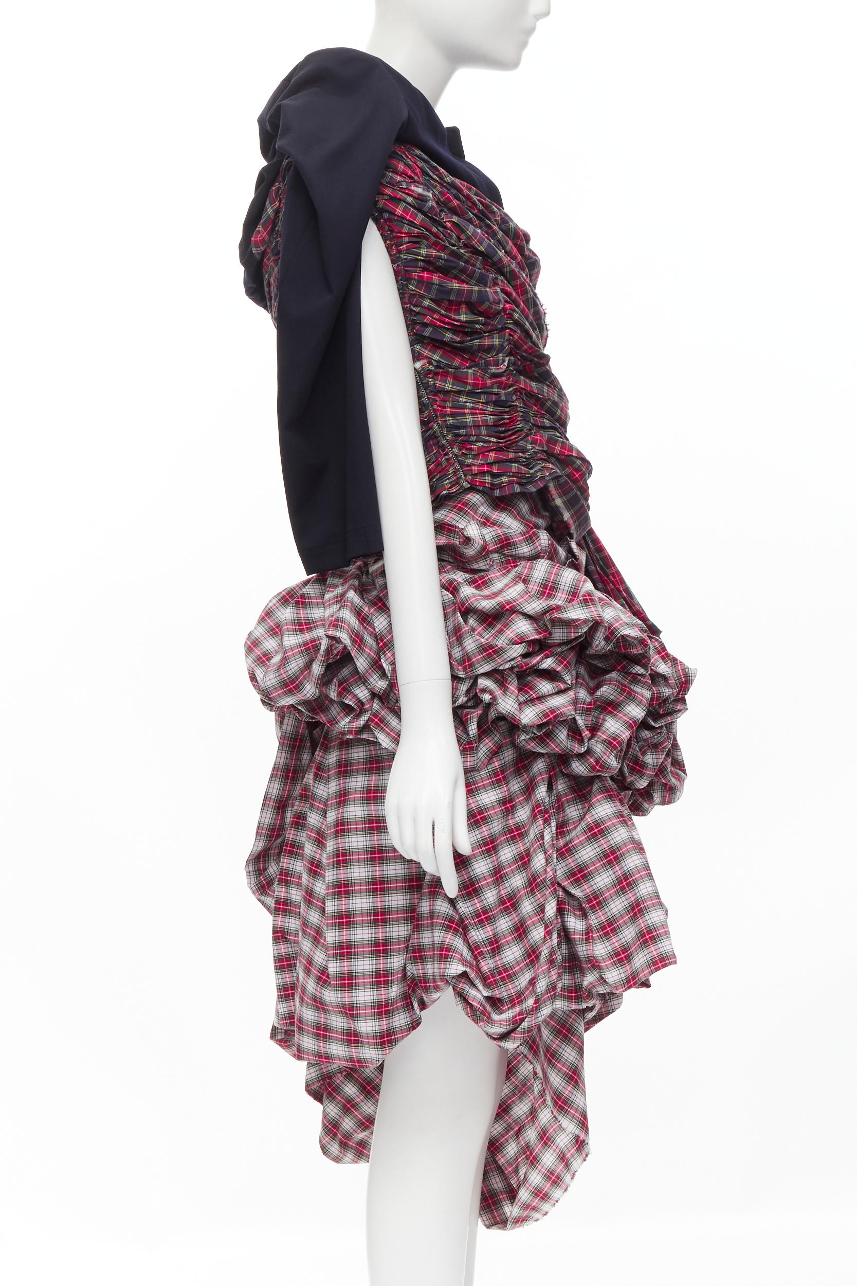 Women's Runway COMME DES GARCONS 2005 Vintage deconstructed punk plaid blazer skirt S