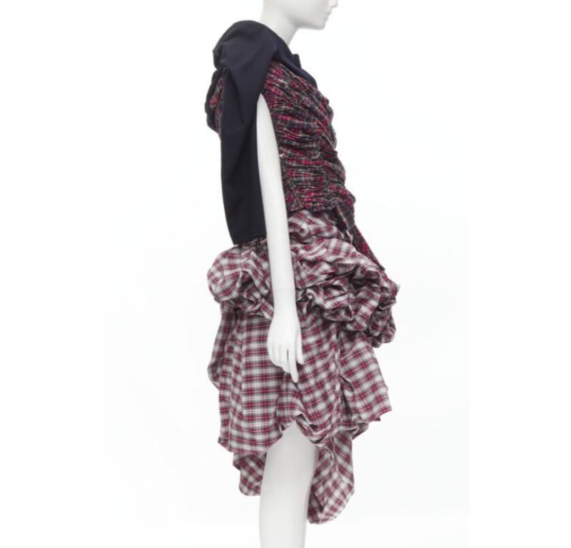 Runway COMME DES GARCONS 2005 Vintage deconstructed punk plaid blazer skirt S In Excellent Condition In Hong Kong, NT