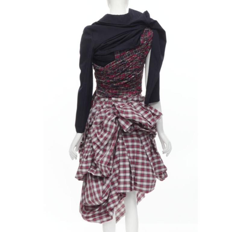 Women's Runway COMME DES GARCONS 2005 Vintage deconstructed punk plaid blazer skirt S
