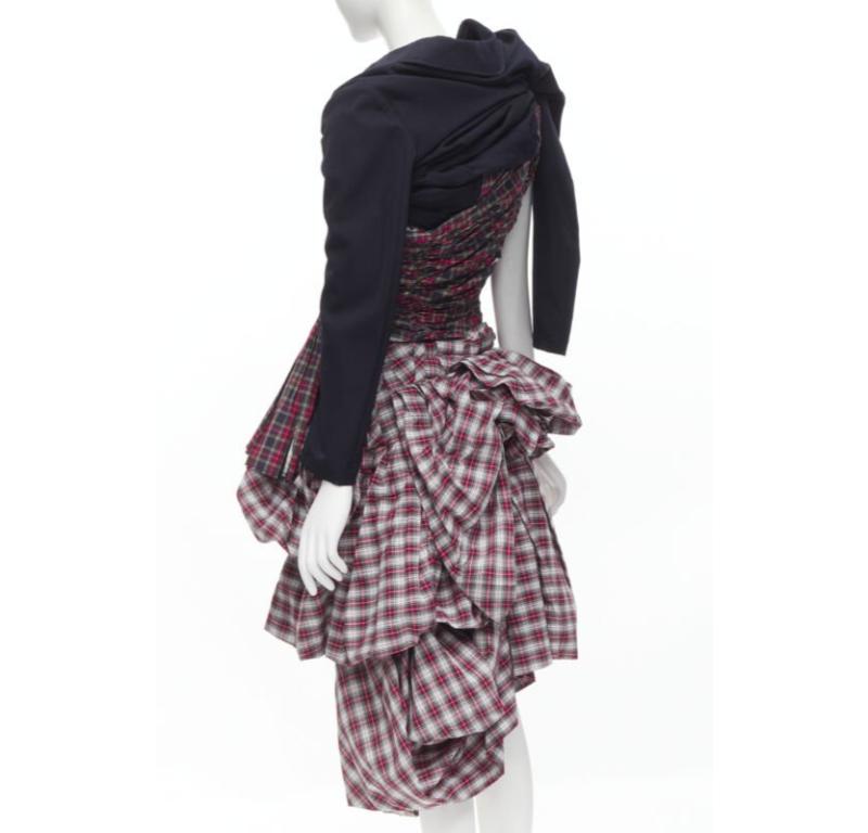 Runway COMME DES GARCONS 2005 Vintage deconstructed punk plaid blazer skirt S 1