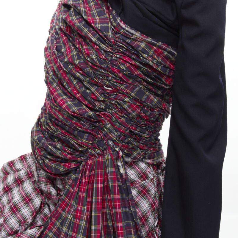 Runway COMME DES GARCONS 2005 Vintage deconstructed punk plaid blazer skirt S 2