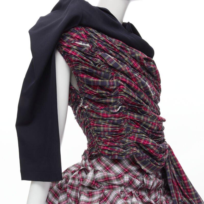 Runway COMME DES GARCONS 2005 Vintage deconstructed punk plaid blazer skirt S 3
