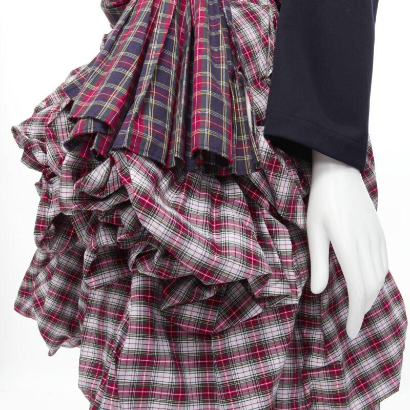 Runway COMME DES GARCONS 2005 Vintage deconstructed punk plaid blazer skirt S 4