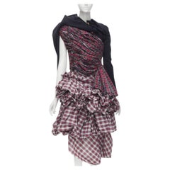 Runway COMME DES GARCONS 2005 Vintage deconstructed punk plaid blazer skirt S
