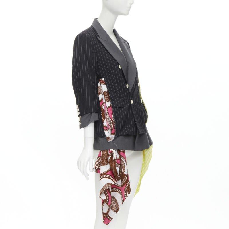 Laufsteg COMME DES GARCONS 2007 doppelreihige graue Blazerjacke mit Nadelstreifen drapiert M (Schwarz) im Angebot