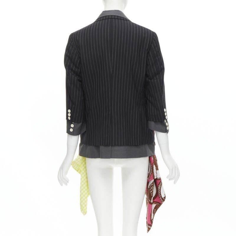 Laufsteg COMME DES GARCONS 2007 doppelreihige graue Blazerjacke mit Nadelstreifen drapiert M Damen im Angebot