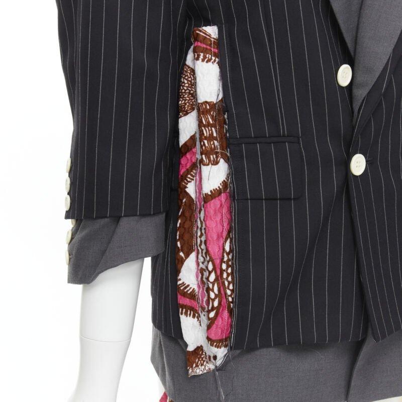 Laufsteg COMME DES GARCONS 2007 doppelreihige graue Blazerjacke mit Nadelstreifen drapiert M im Angebot 4