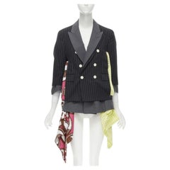 Giacca blazer doppio strato gessata drappeggiata COMME DES GARCONS 2007 M. I.