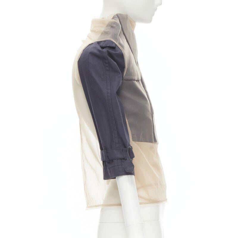 Runway COMME DES GARCONS 2009 navy blue cropped trench sheer mesh wrapped top S In Good Condition In Hong Kong, NT