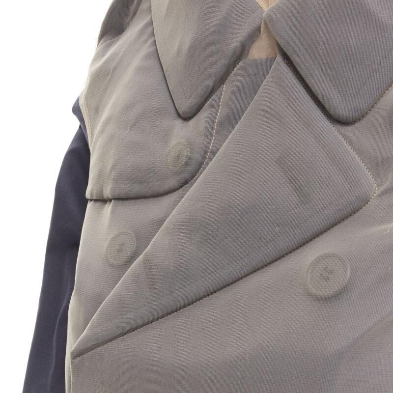 Runway COMME DES GARCONS 2009 navy blue cropped trench sheer mesh wrapped top S 2