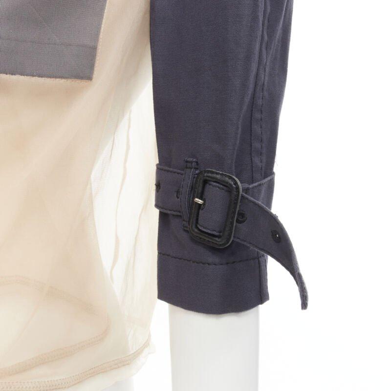 Runway COMME DES GARCONS 2009 navy blue cropped trench sheer mesh wrapped top S 4