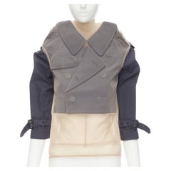 Runway COMME DES GARCONS 2009 navy blue cropped trench sheer mesh wrapped top S