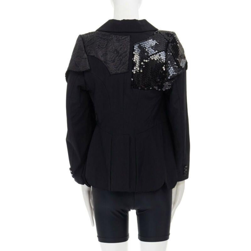 Donna passerella COMME DES GARCONS 2010 paillettes broccato blazer biker pantaloncini cintura set S