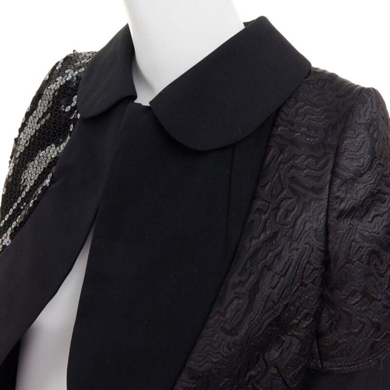 passerella COMME DES GARCONS 2010 paillettes broccato blazer biker pantaloncini cintura set S 3